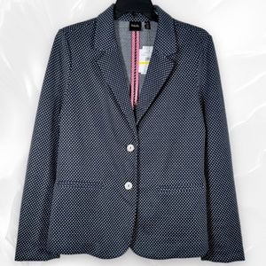 Rafaella Blazer Blue White Print Unlined Long Sleeve Jacket All-Seasons Sz M Med